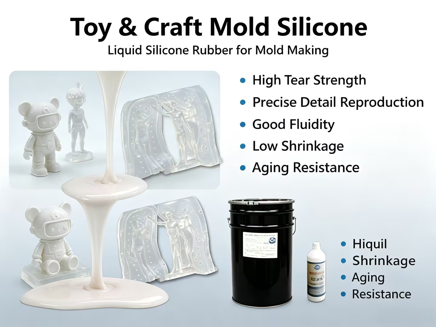 <b>Condensation Cure Mold Silicone Rubber High Tear Strength For</b>