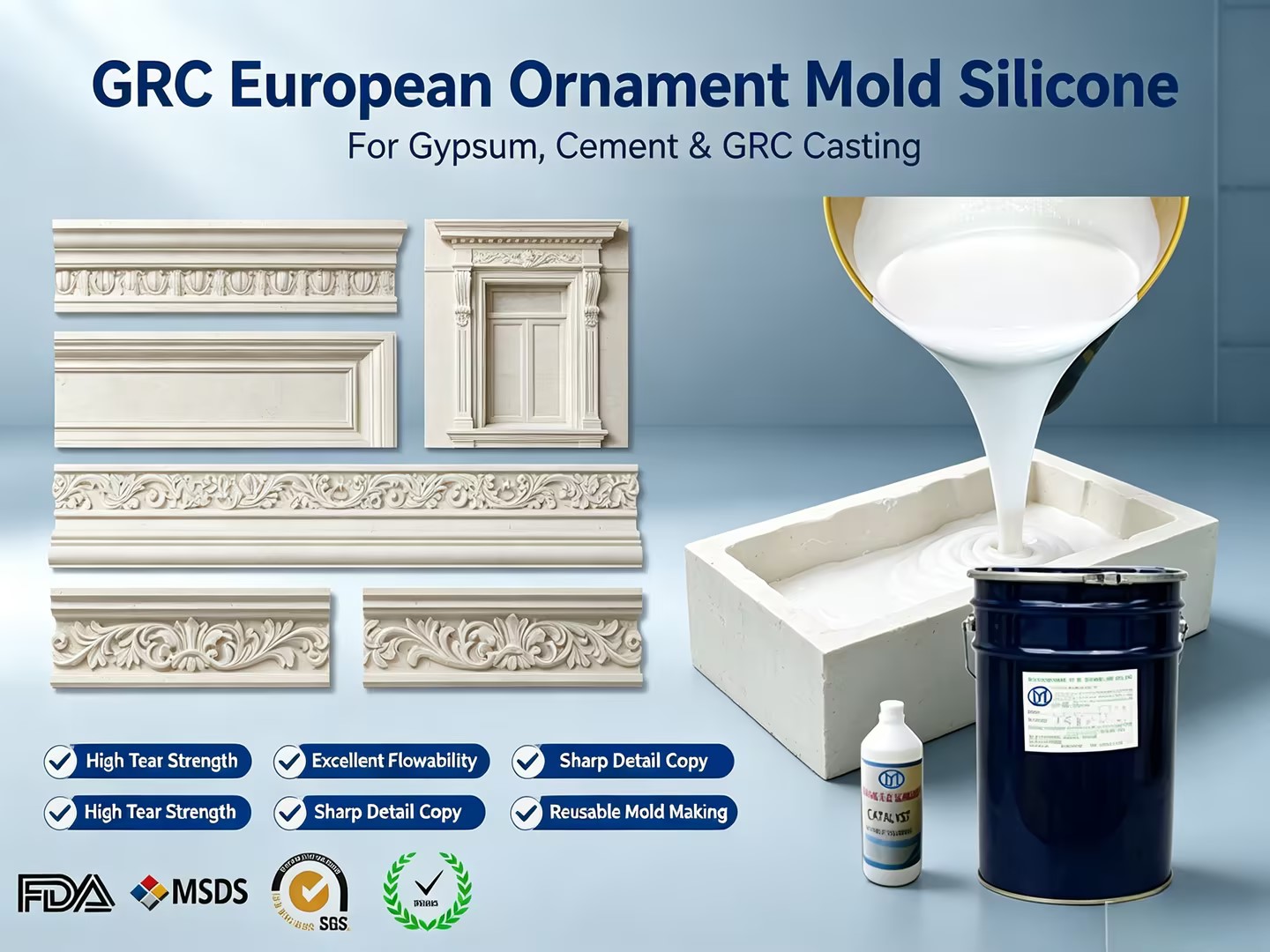 <b>High Tear Strength Condensation Type Silicone Rubber for GRC</b>